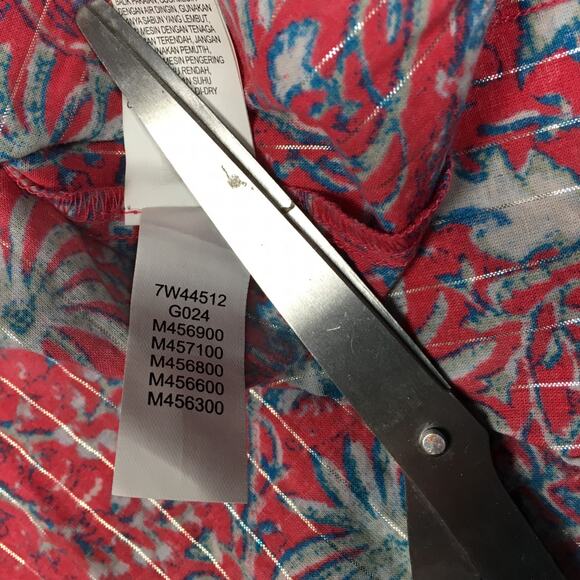 Lucky Brand Top Floral Metallic V-Neck Surplice Cold Shoulder Blouse‎ Women's S - Picture 8 of 10